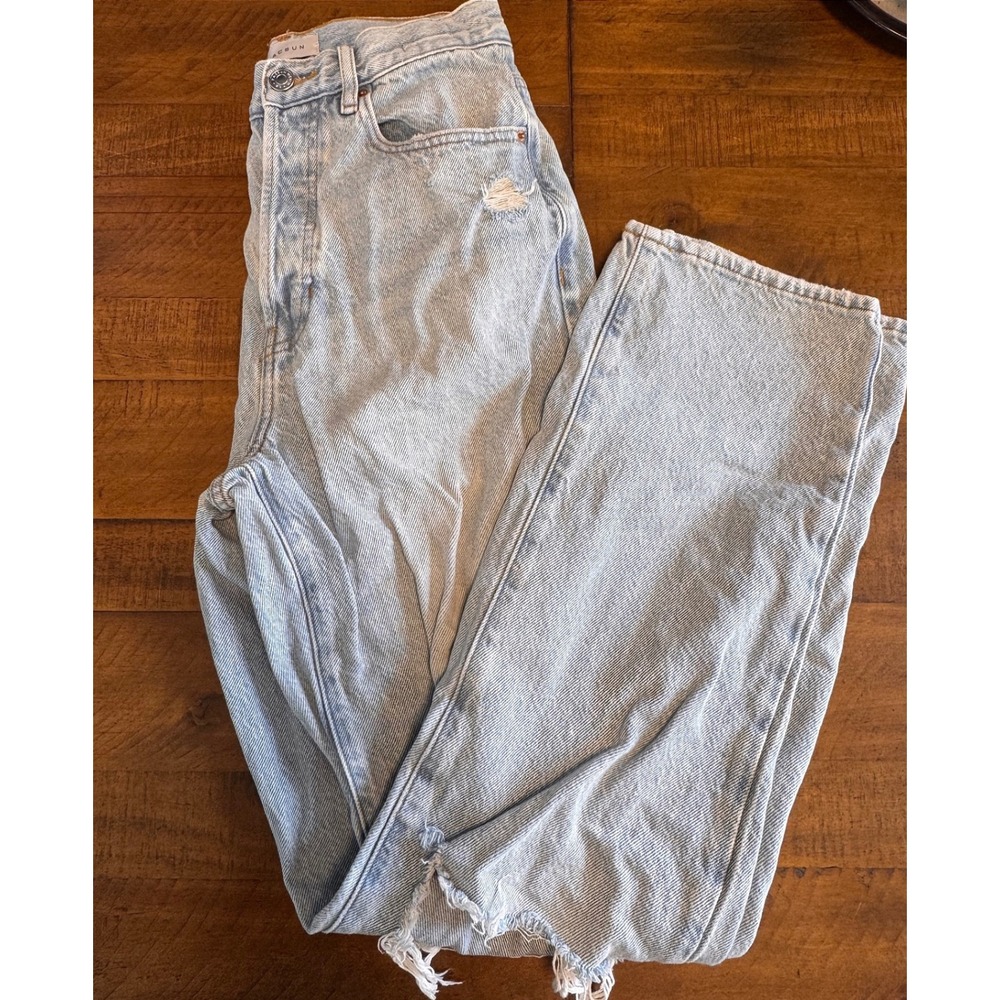 PacSun Dad Jean Light Blue Cotton Distressed High Rise Straight Grunge